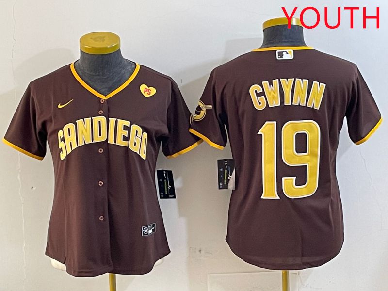Youth San Diego Padres #19 Gwynn Brown Game 2025 Nike MLB Jersey style 1->youth mlb jersey->Youth Jersey
